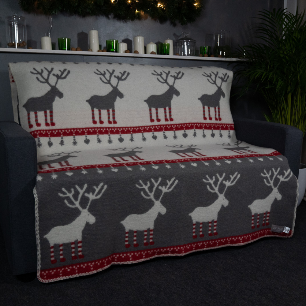 Plaids - Couverture en laine de cerf festif - 130 x 180 cm - J.J. TEXTILE LTD