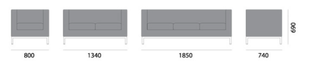 Settees - RIVA - sofas with armrests - 1, 2 and 3-seater - RIVA OFFICE