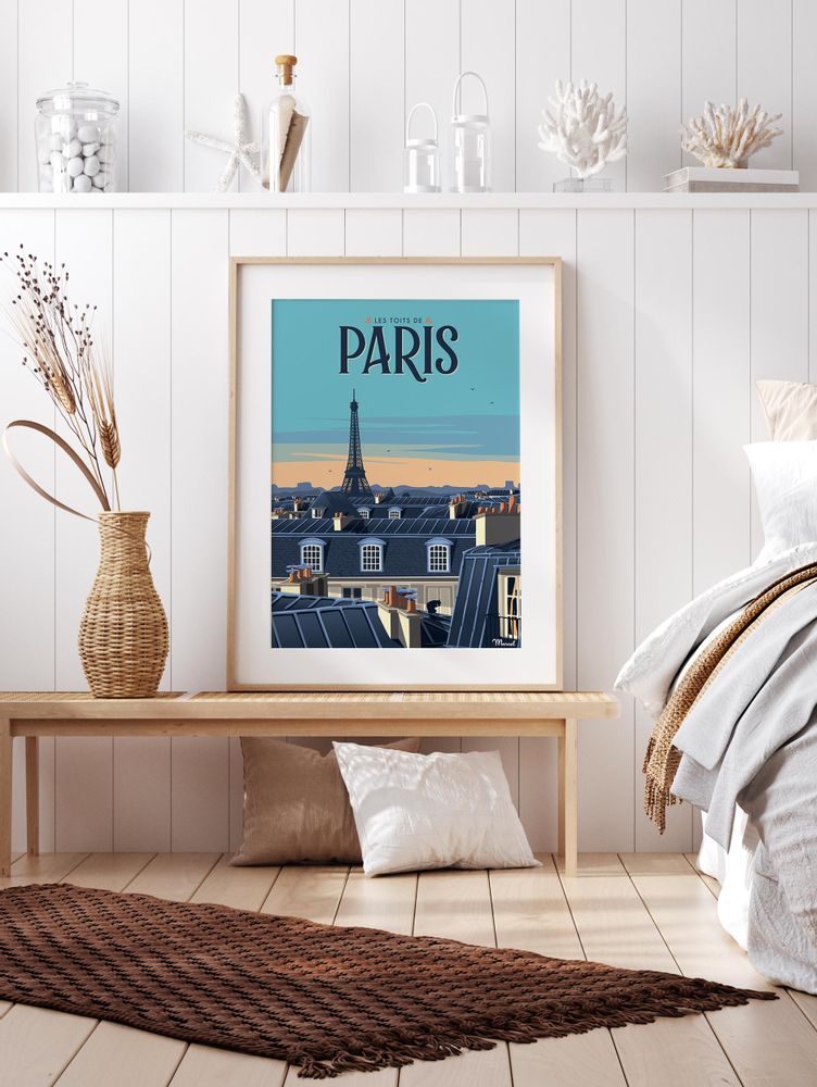 Poster - Poster PARIS "The Rooftops" - MARCEL TRAVELPOSTERS