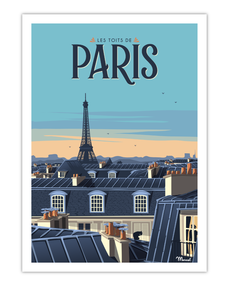 Poster - Poster PARIS "The Rooftops" - MARCEL TRAVELPOSTERS