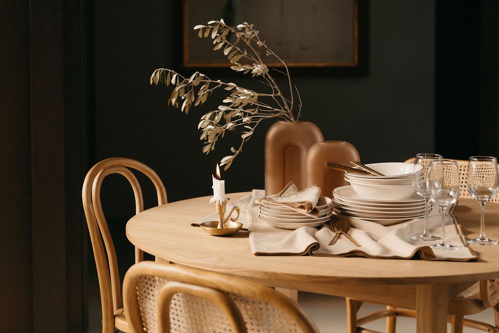 Dining Tables - Dining table in ash and pine wood Ø120x73 cm MU22013 - ANDREA HOUSE