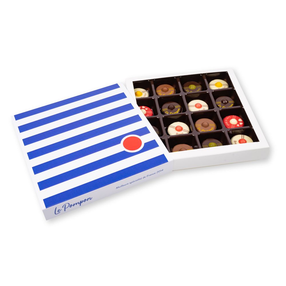 Chocolat - Marinière de 16 Pompons - LE POMPON