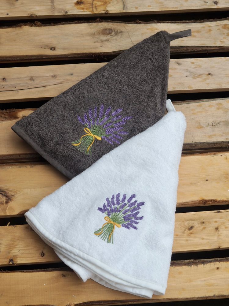 Torchons textile - Torchon Nid Abeille Brodé Lavande Personnalisable 45x70 - NATURE A SUIVRE