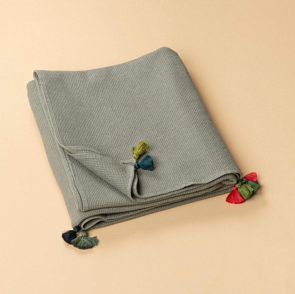 Autres linges de bain - SERVIETTE DE PLAGE 100% COTON NID D’ABEILLE – BLANC MAYA. - MIA ZIA
