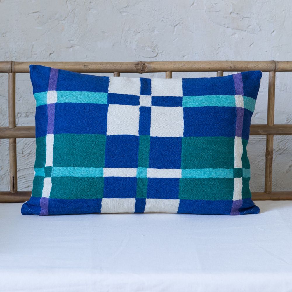 Fabric cushions - Freya Chain Stitch Cushion 40 x 60 - MAHE HOMEWARE