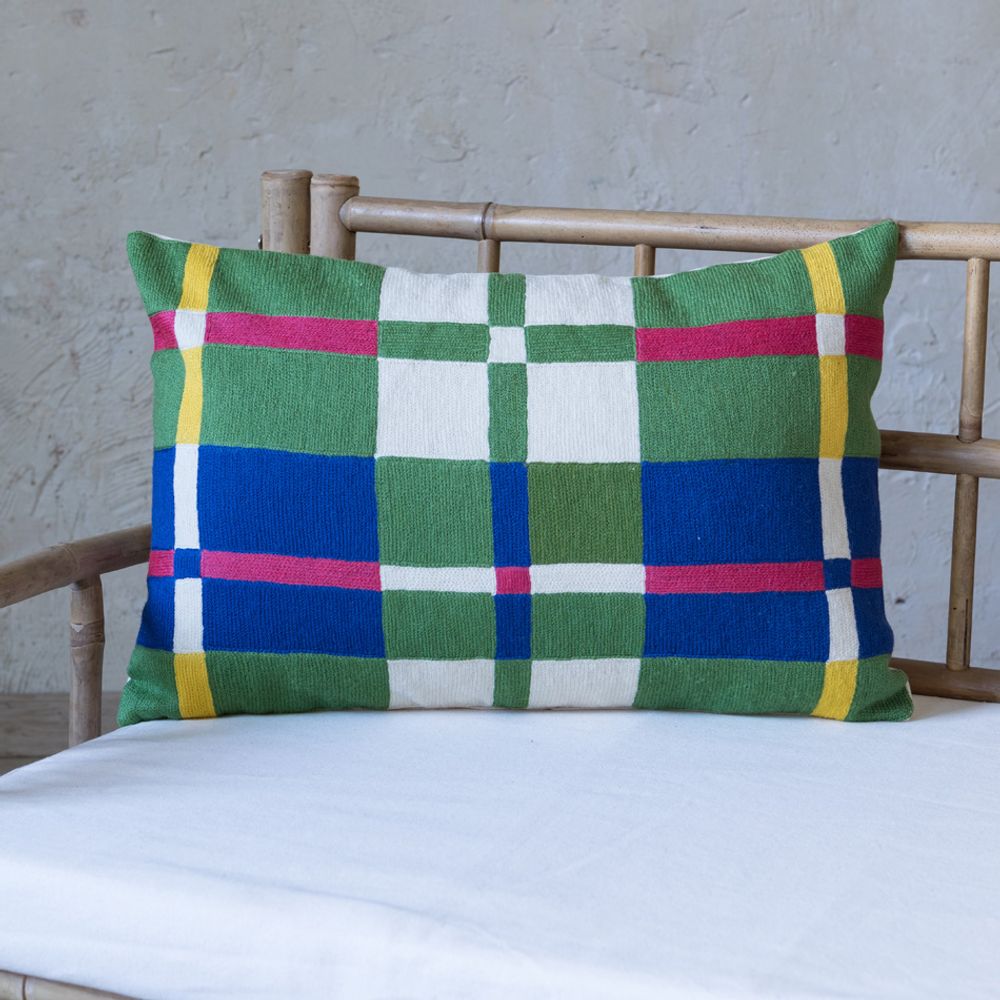 Fabric cushions - Freya Chain Stitch Cushion 40 x 60 - MAHE HOMEWARE