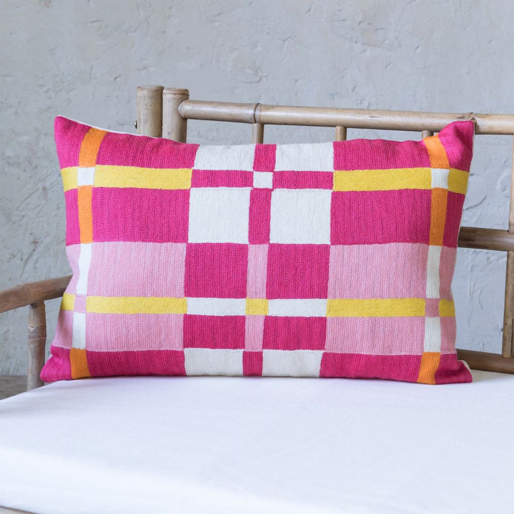 Fabric cushions - Freya Chain Stitch Cushion 40 x 60 - MAHE HOMEWARE