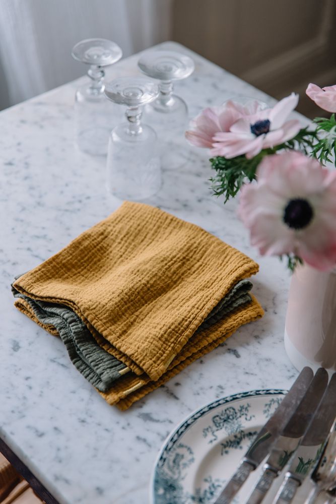 Table linen - Cotton Double Gauze Napkins (Set of 2) - LES PENSIONNAIRES