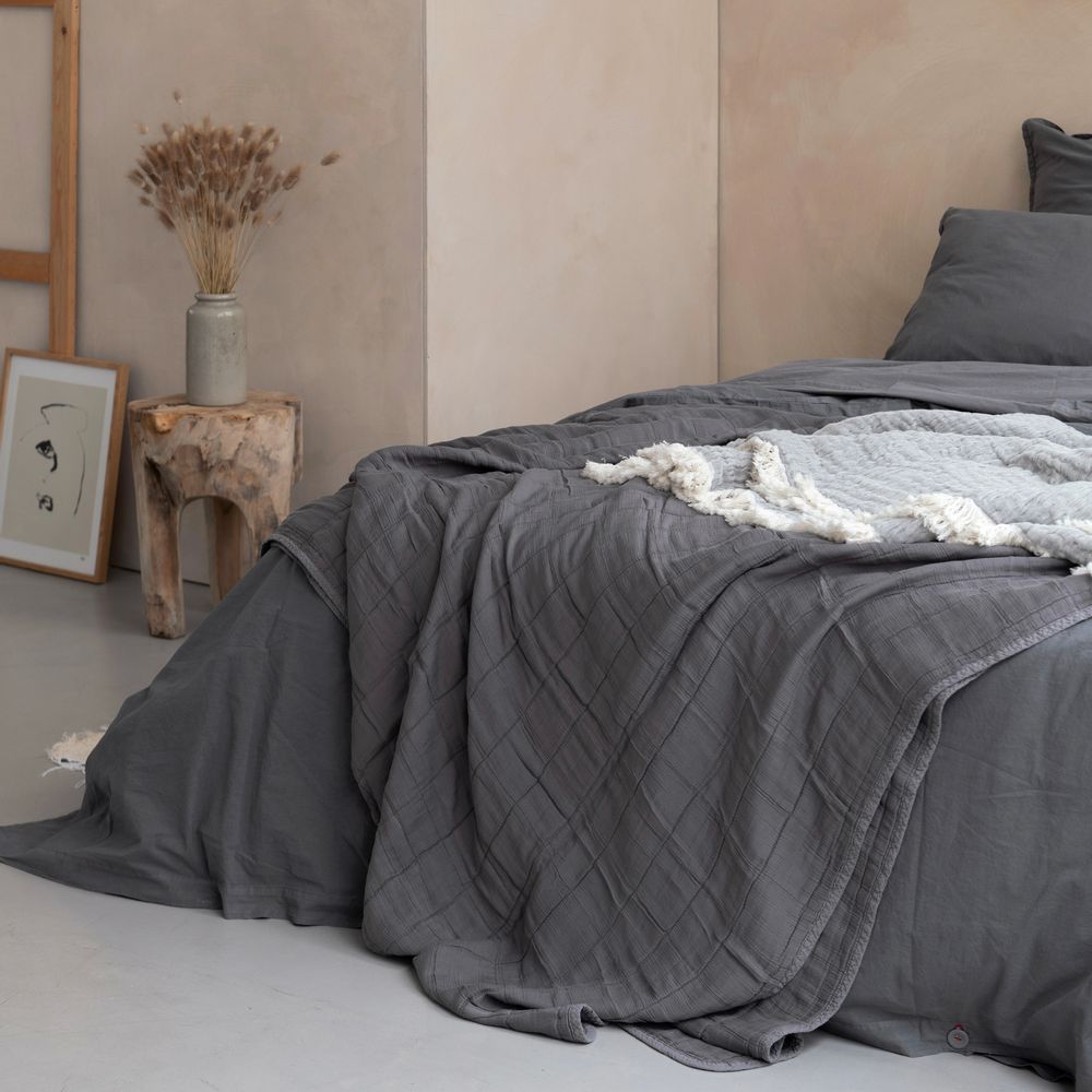 Bed linens - Square Quilted Gauze bedspread - OONA HOME