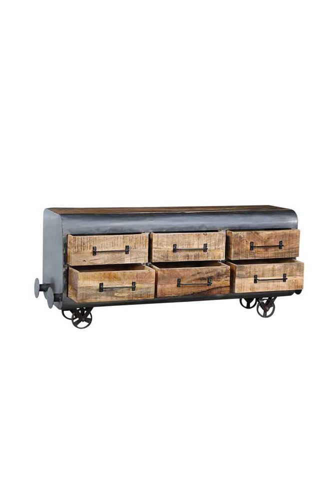 Objets design - Commode Locomotive en bois et metal - GRAND DÉCOR