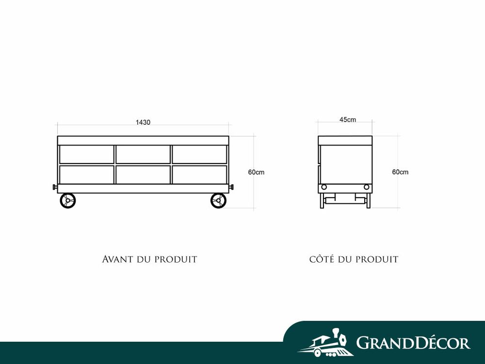 Objets design - Commode Locomotive en bois et metal - GRAND DÉCOR