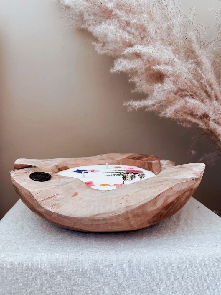 Floral decoration - Natural Wood Signature Candle - M - TANTINE