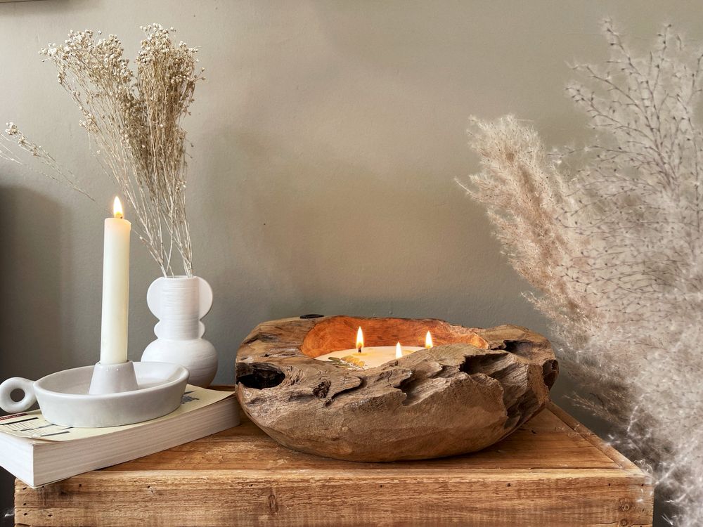 Floral decoration - Natural Wood Signature Candle - M - TANTINE