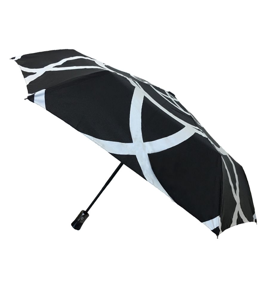 Leather goods - small black automatic umbrella with flowers - SMATI