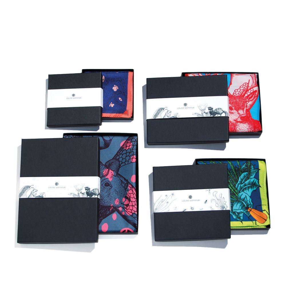 Gifts - Silk twill scarves, “Volcans” collection plum sky - two sizes - artist's scarf - CÉLINE DOMINIAK