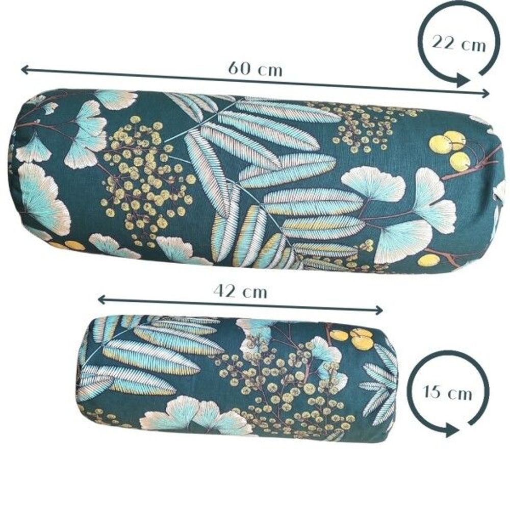 Cushions - Green Ginkgo Bolster - L'ATELIER DES CREATEURS