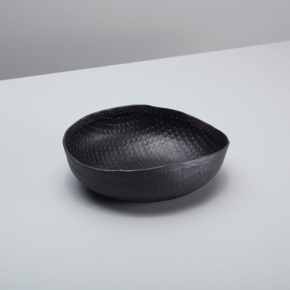 Platter and bowls - Black Crosshatch Aluminum Bowls - BE HOME