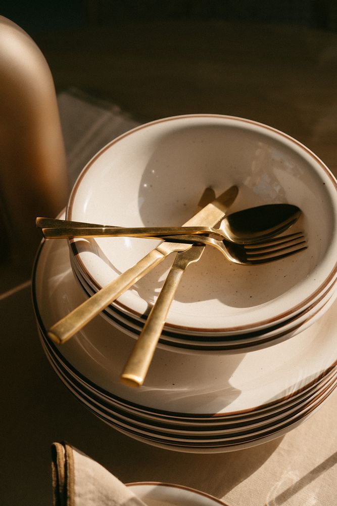 Kitchen utensils - MS22057 4-Piece Cutlery Set Stainless Steel Matt Gold 25x16.5x3.5 cm - ANDREA HOUSE