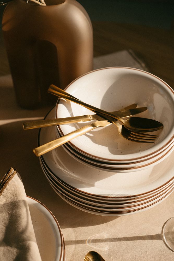 Kitchen utensils - MS22057 4-Piece Cutlery Set Stainless Steel Matt Gold 25x16.5x3.5 cm - ANDREA HOUSE