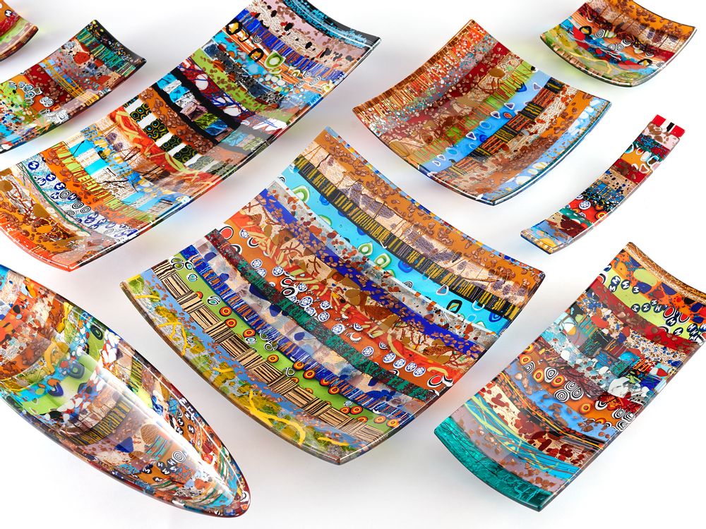 Trays - Damasco R30 multicolor tray - ALFIER GLASSTUDIO