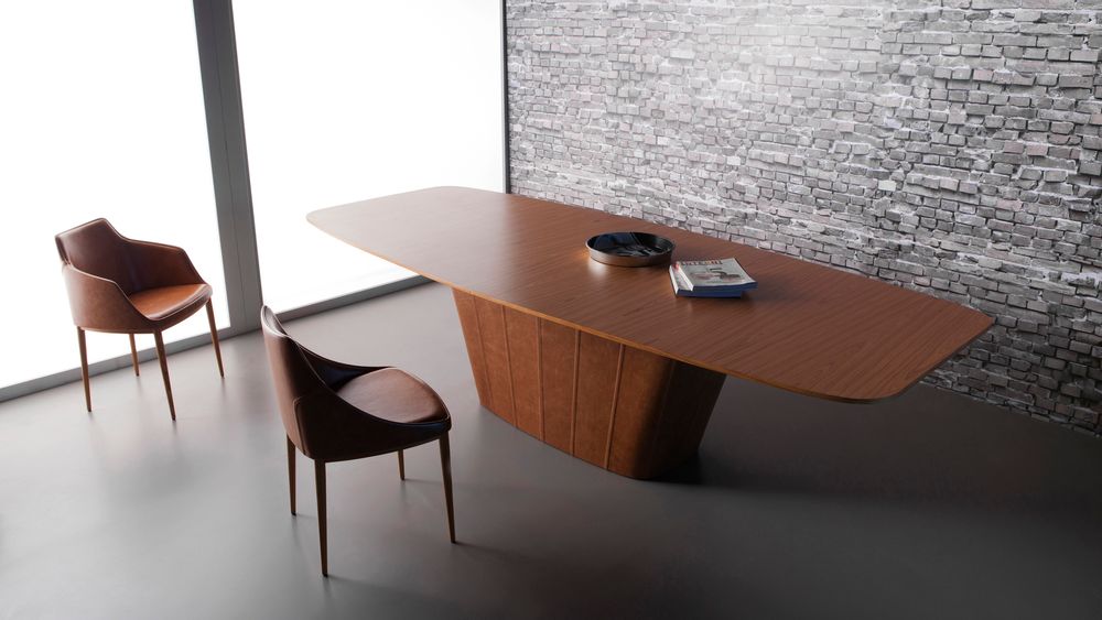 Tables Salle à Manger - Table de repas PRIME en métal+cuir - DOIMO BRASIL