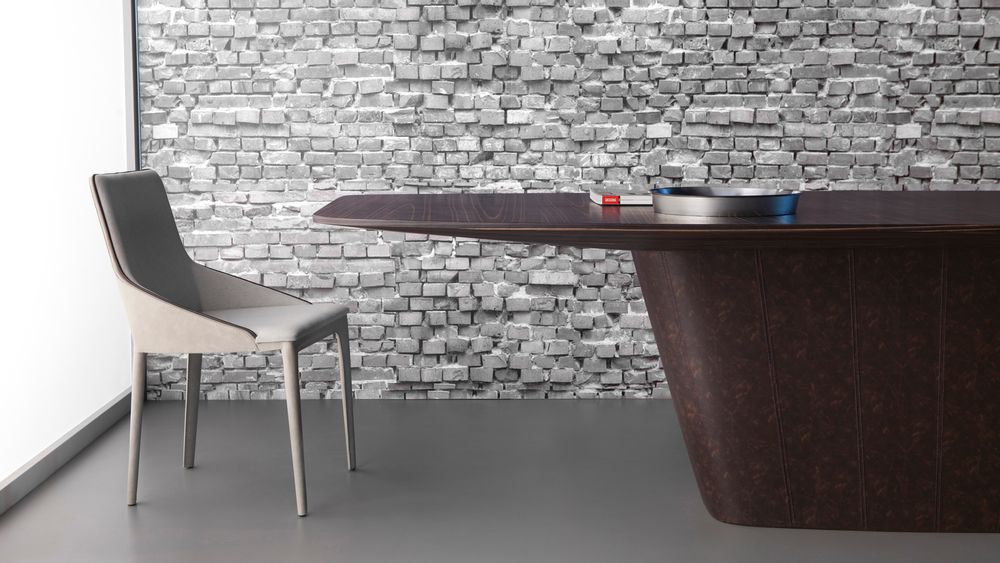 Tables Salle à Manger - Table de repas PRIME en métal+cuir - DOIMO BRASIL