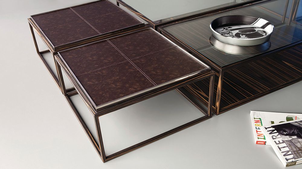 Coffee tables - BLOCK Coffee table- metal+leather - DOIMO BRASIL