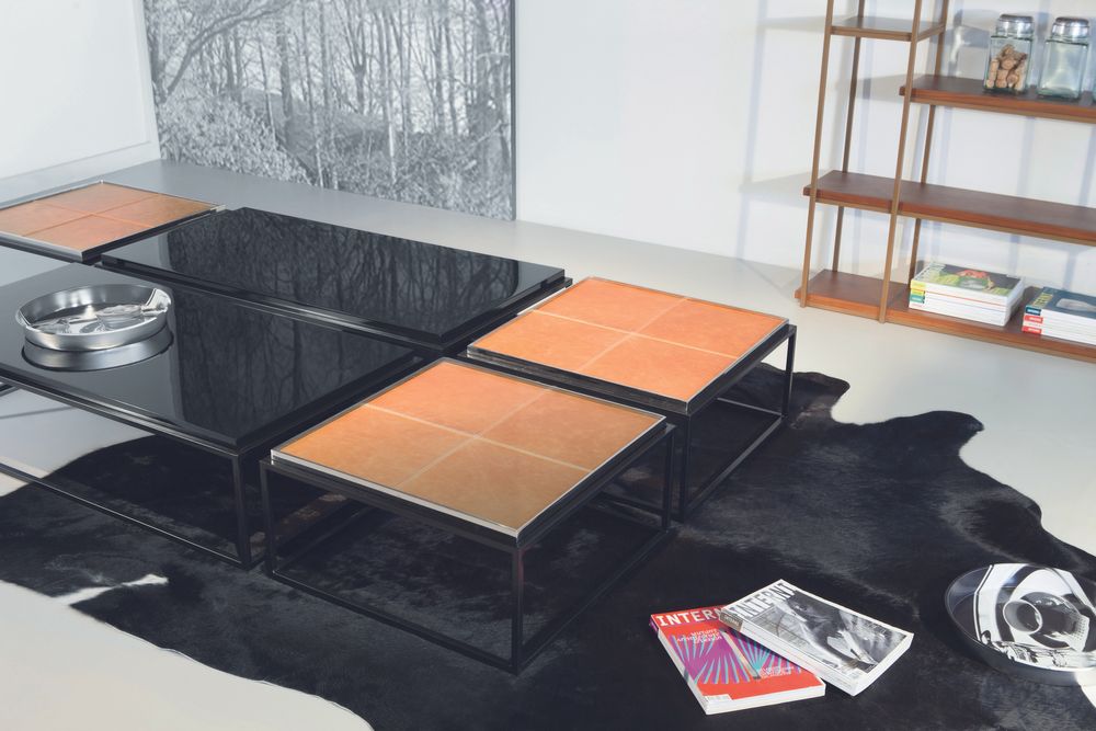Coffee tables - BLOCK Coffee table- metal+leather - DOIMO BRASIL