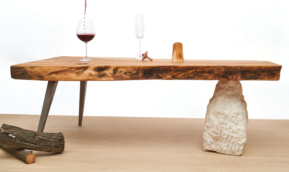 Coffee tables - Primitive style solid olive wood table. - VAN DEN HEEDE-FURNITURE-ART-DESIGN