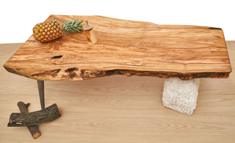 Coffee tables - Primitive style solid olive wood table. - VAN DEN HEEDE-FURNITURE-ART-DESIGN