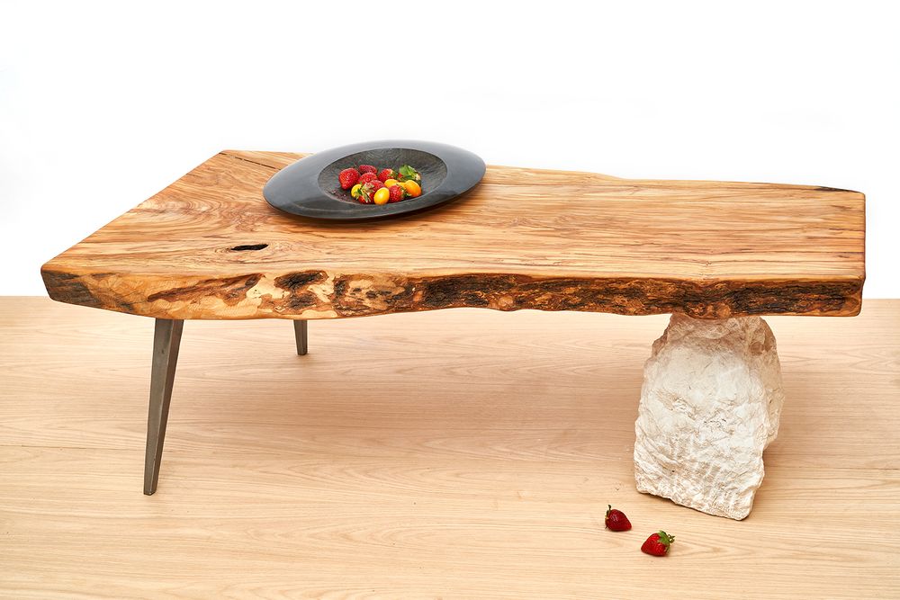 Coffee tables - Primitive style solid olive wood table. - VAN DEN HEEDE-FURNITURE-ART-DESIGN