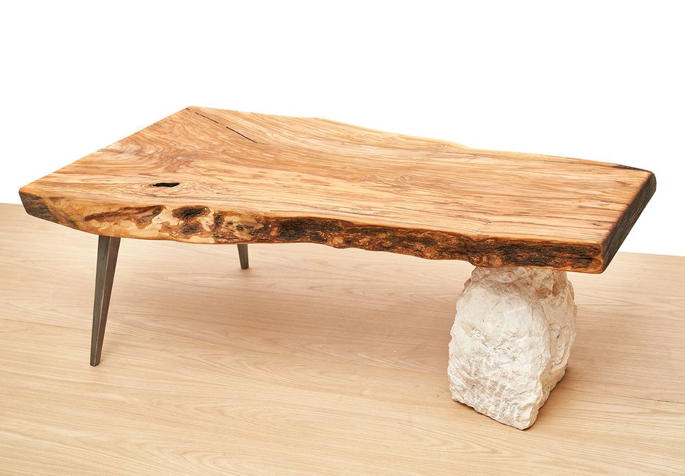 Coffee tables - Primitive style solid olive wood table. - VAN DEN HEEDE-FURNITURE-ART-DESIGN