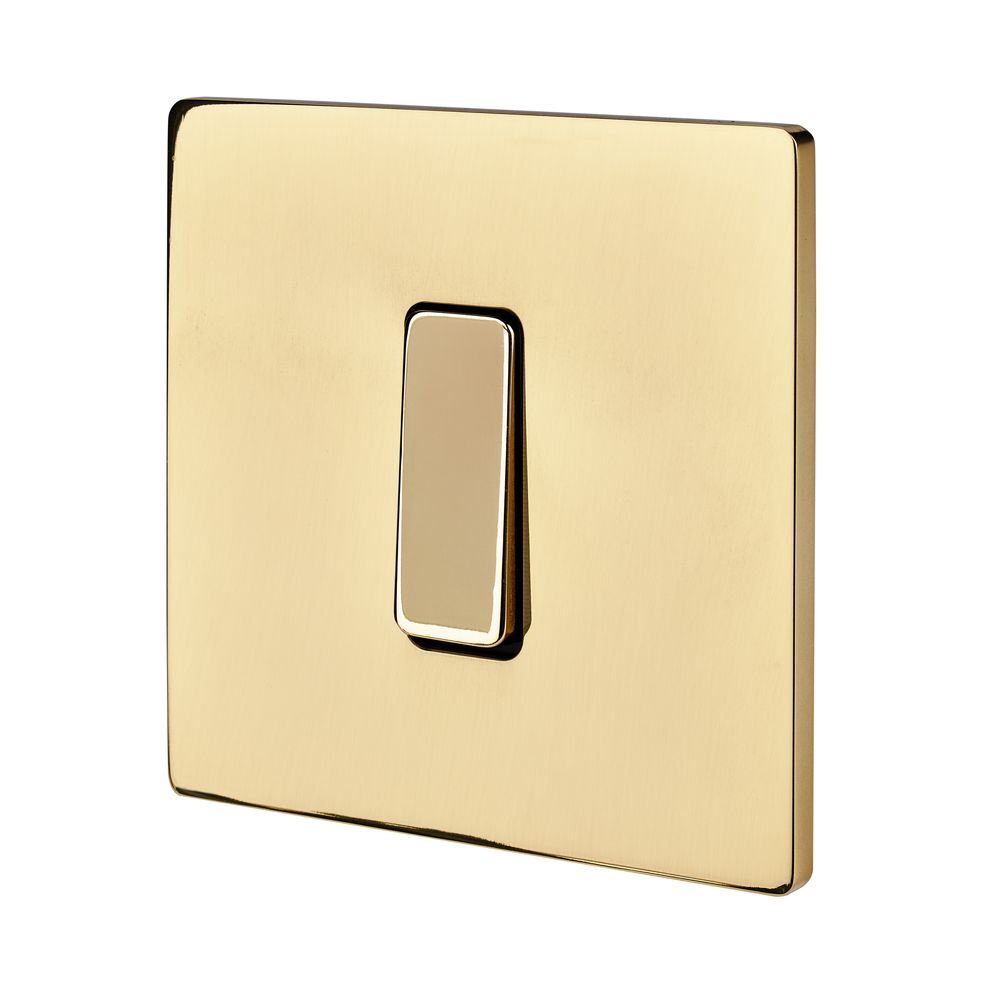 Circuit-breakers - Flat Button M Mirror Varnished Brass in Mirror Varnished Brass Plate - MODELEC