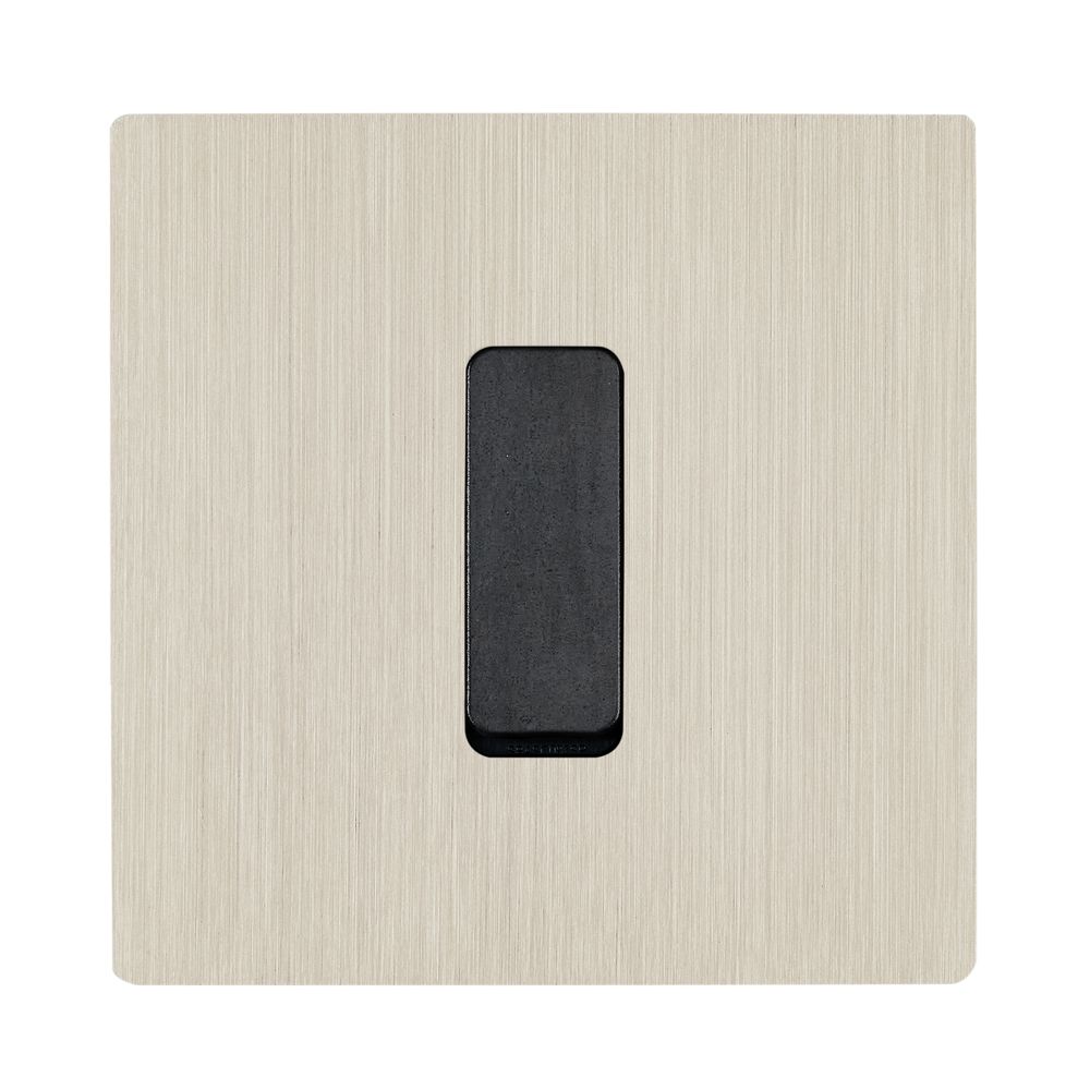 Design objects - STB Raw Steel M Flat Button on Brushed Nickel Single Cover Plate - MODELEC