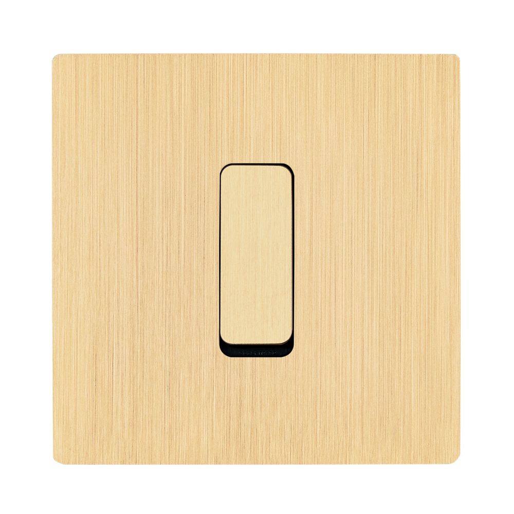 Objets de décoration - Bouton Plat M en Laiton Brossé sur Plaque simple en Laiton Brossé - MODELEC