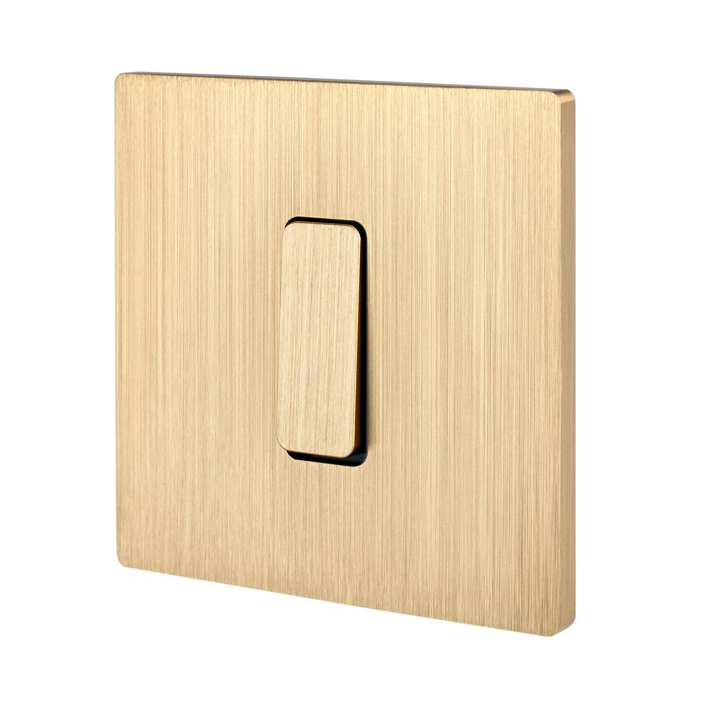 Objets de décoration - Bouton Plat M en Laiton Brossé sur Plaque simple en Laiton Brossé - MODELEC