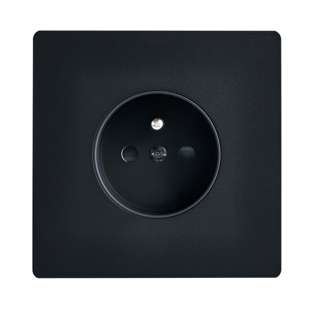Objets de décoration - Prise de Courant M sur Plaque Simple en Noir Mat - MODELEC
