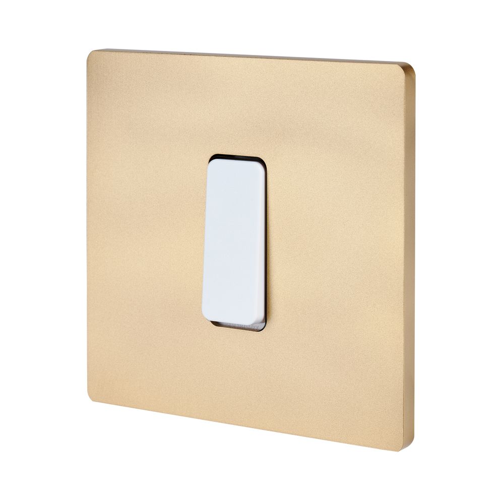 Objets de décoration - Bouton Plat M en Blanc sur Plaque Simple en Laiton Sablé - MODELEC