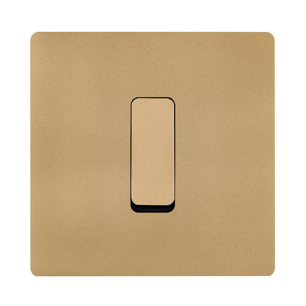 Objets de décoration - Bouton Plat M en Laiton Sablé sur Plaque Simple en Laiton Sablé - MODELEC
