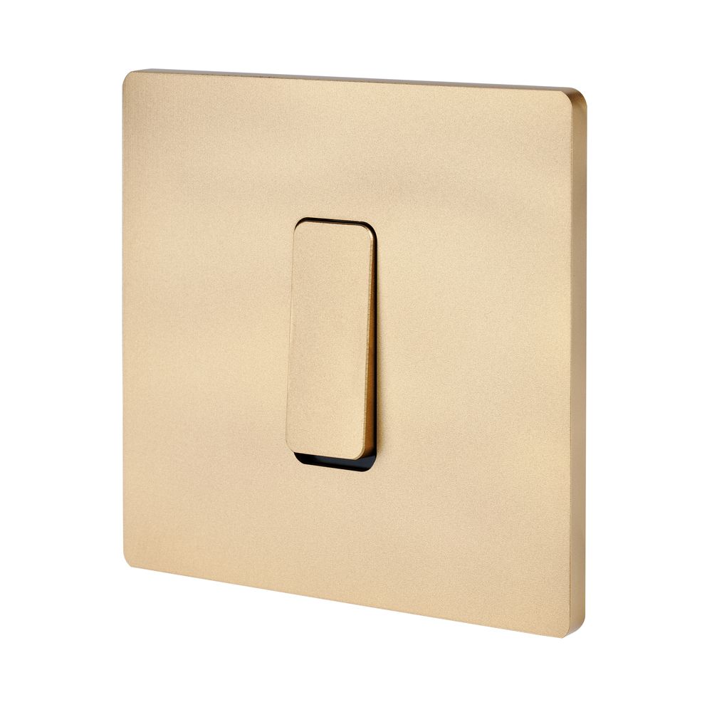 Objets de décoration - Bouton Plat M en Laiton Sablé sur Plaque Simple en Laiton Sablé - MODELEC