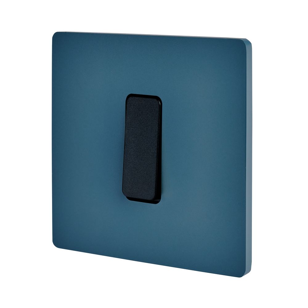 Objets de décoration - Bouton Plat M en Noir sur Plaque Simple en Bleu RL - MODELEC