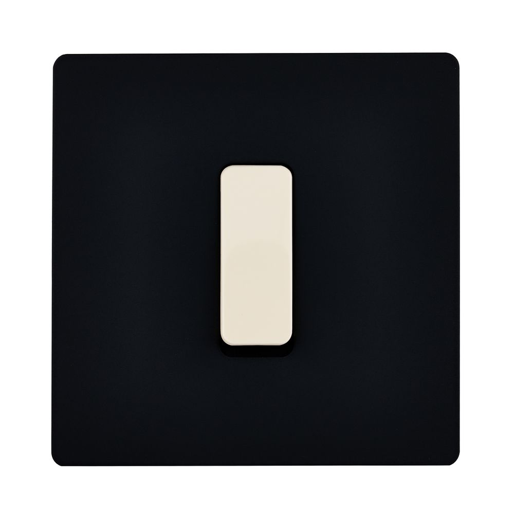 Objets de décoration - Bouton Plat M en Ivoire sur Plaque Simple en Noir Mat - MODELEC