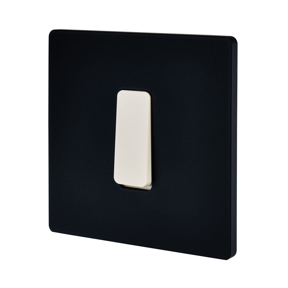 Objets de décoration - Bouton Plat M en Ivoire sur Plaque Simple en Noir Mat - MODELEC