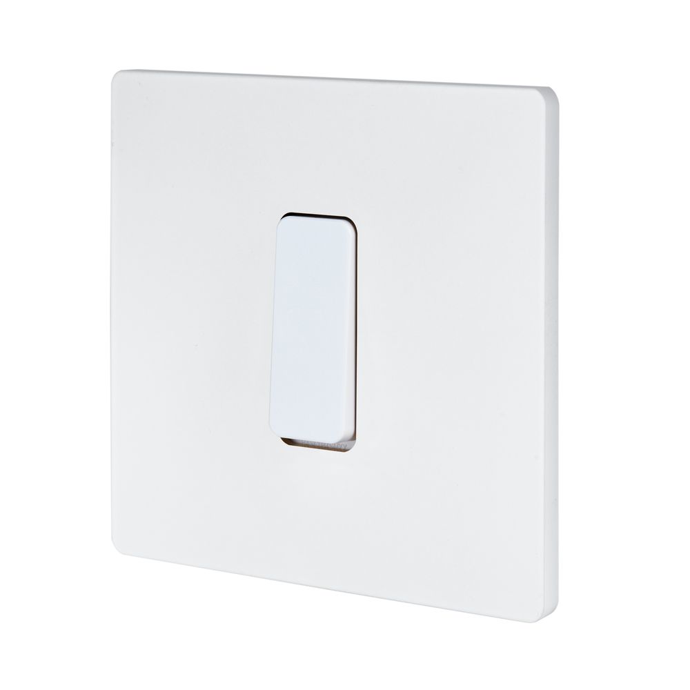 Objets de décoration - Bouton Plat M en Blanc sur Plaque Simple en Blanc Mat - MODELEC