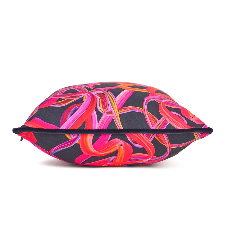 Coussins textile - Coussin en velours "Rubans" noir - AMÉLIE CHOQUET