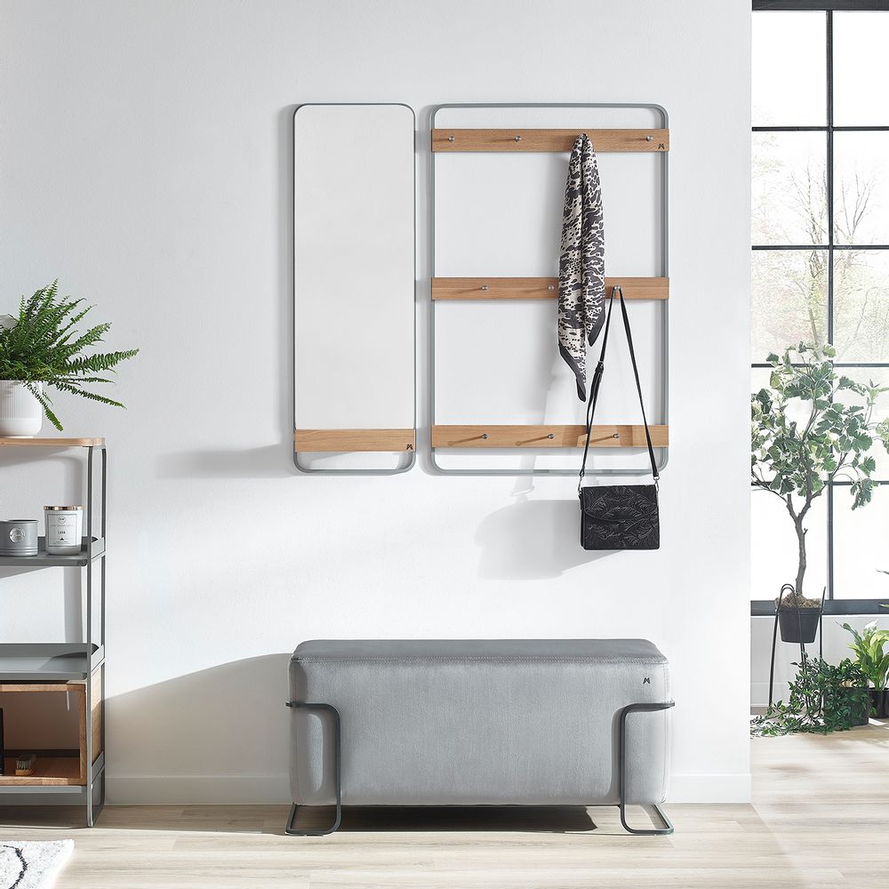 Miroirs - MODULO collection. M209B Hallway bench, M267B Mirror, M268A Wall hanger, M210E Bookcase, M210A Hallway bench, M208 Pouf, M207 Pouf, M267A Mirror - MY MODERN HOME