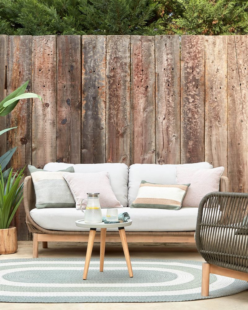 Sofas - Catalina 3-seater sofa made with green rope and FSC solid acacia wood 170 cm - KAVE HOME