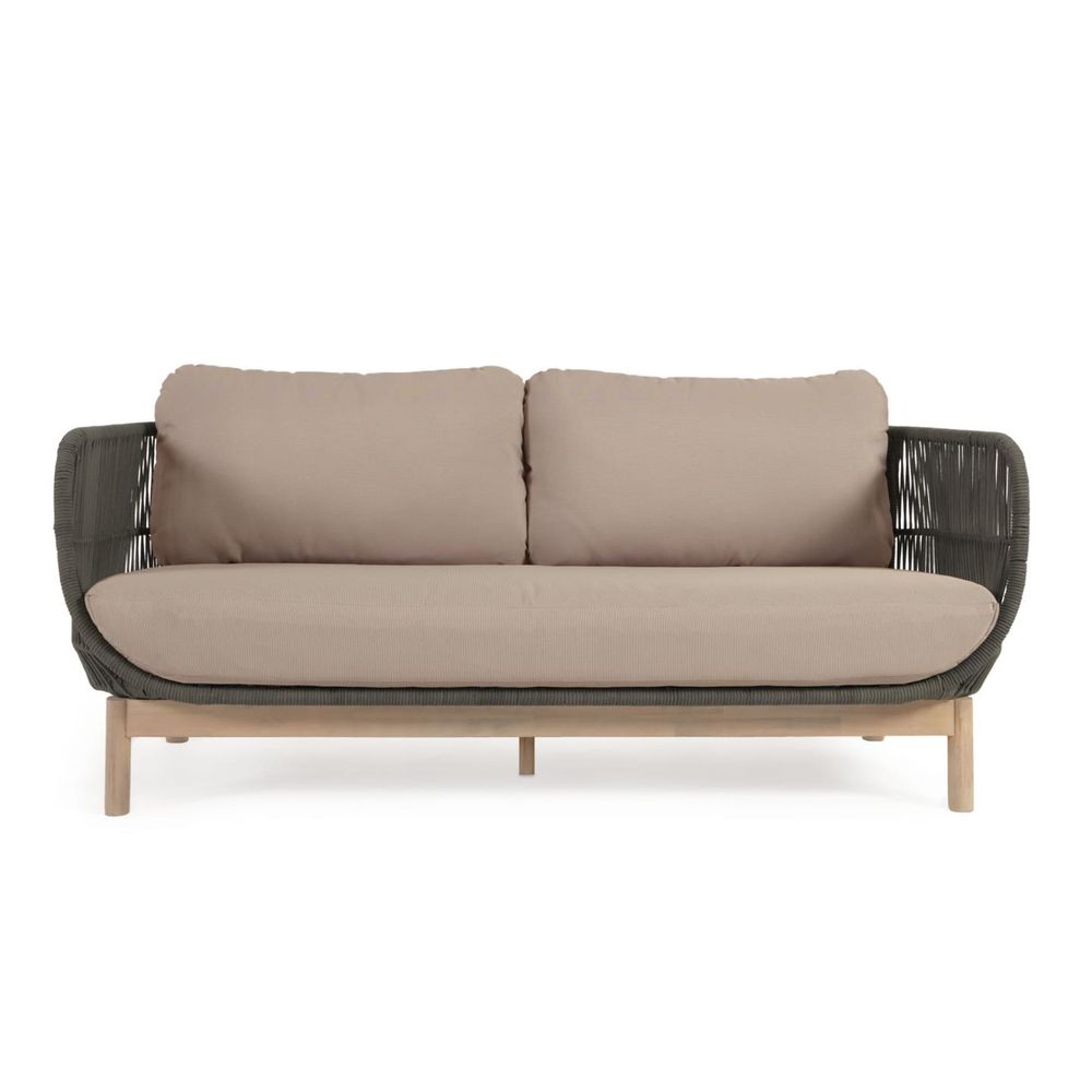 Sofas - Catalina 3-seater sofa made with green rope and FSC solid acacia wood 170 cm - KAVE HOME