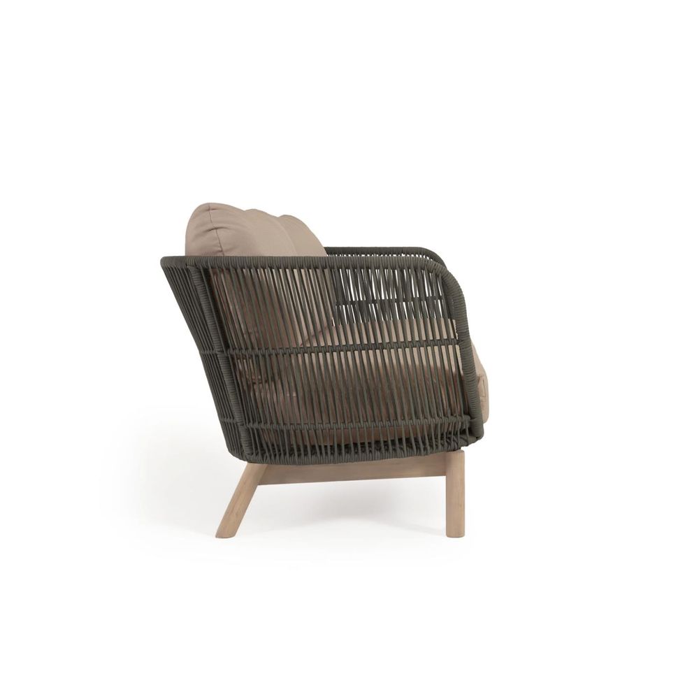 Sofas - Catalina 3-seater sofa made with green rope and FSC solid acacia wood 170 cm - KAVE HOME