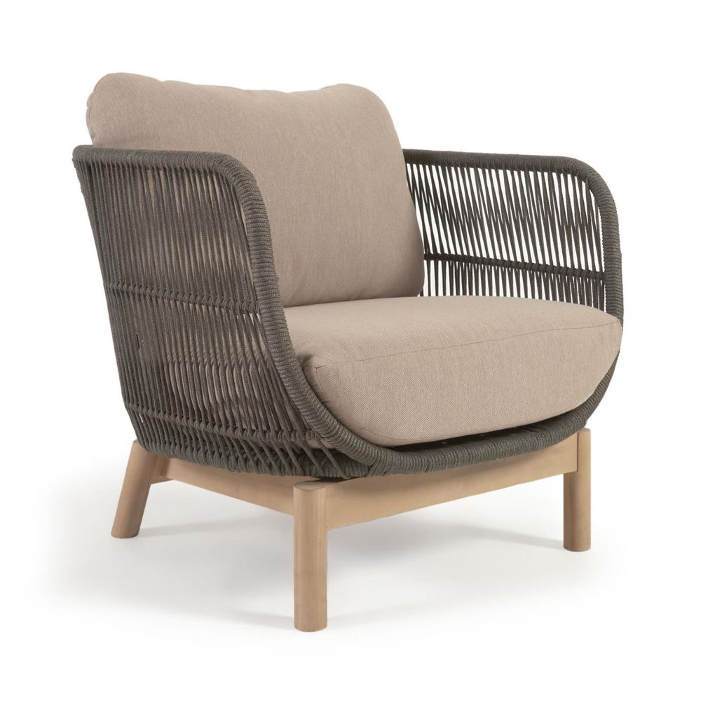 Lawn armchairs - Catalina armchair made with green rope and FSC solid acacia wood - KAVE HOME